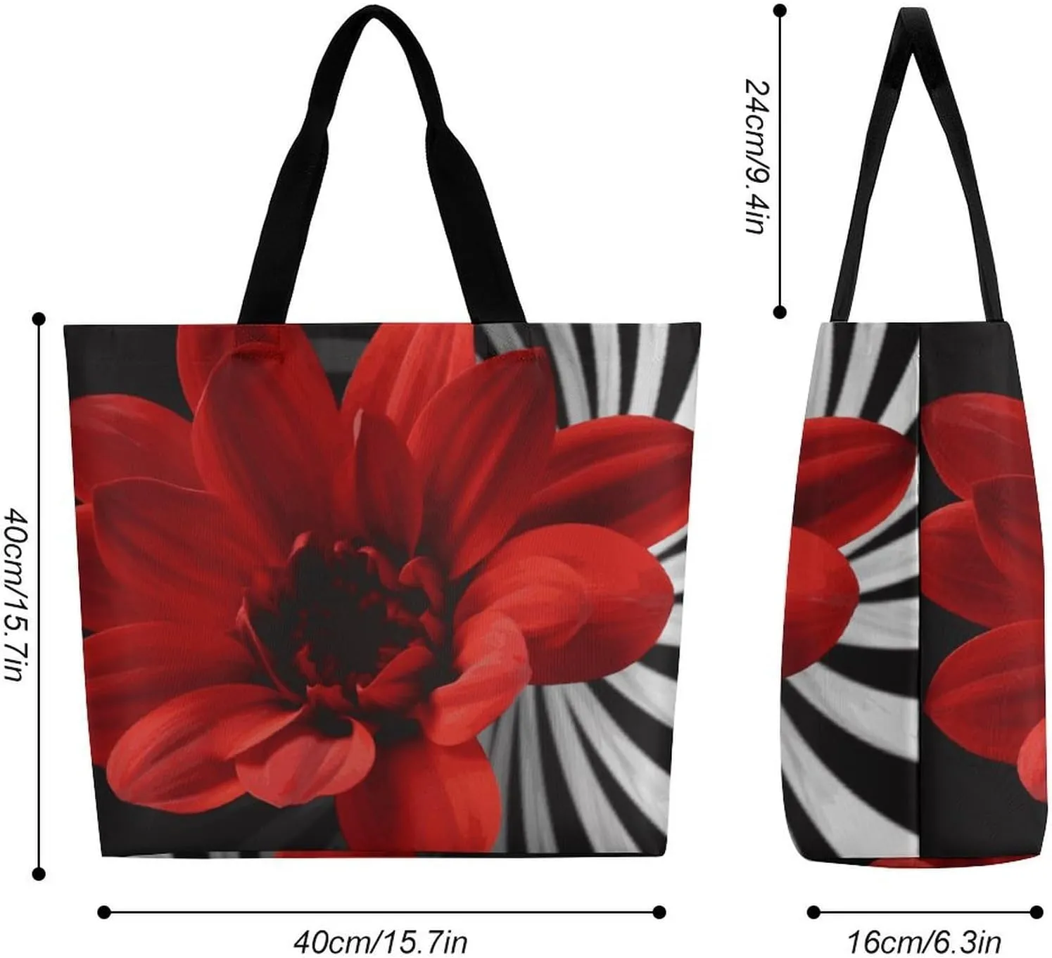 Reusable Grocery Bags Tote Bag Fig Art Pattern Shopping Bags Heavy Duty Washable