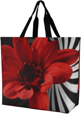 Reusable Grocery Bags Tote Bag Fig Art Pattern Shopping Bags Heavy Duty Washable