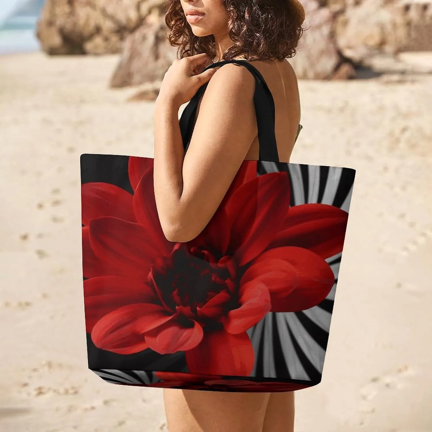Reusable Grocery Bags Tote Bag Fig Art Pattern Shopping Bags Heavy Duty Washable