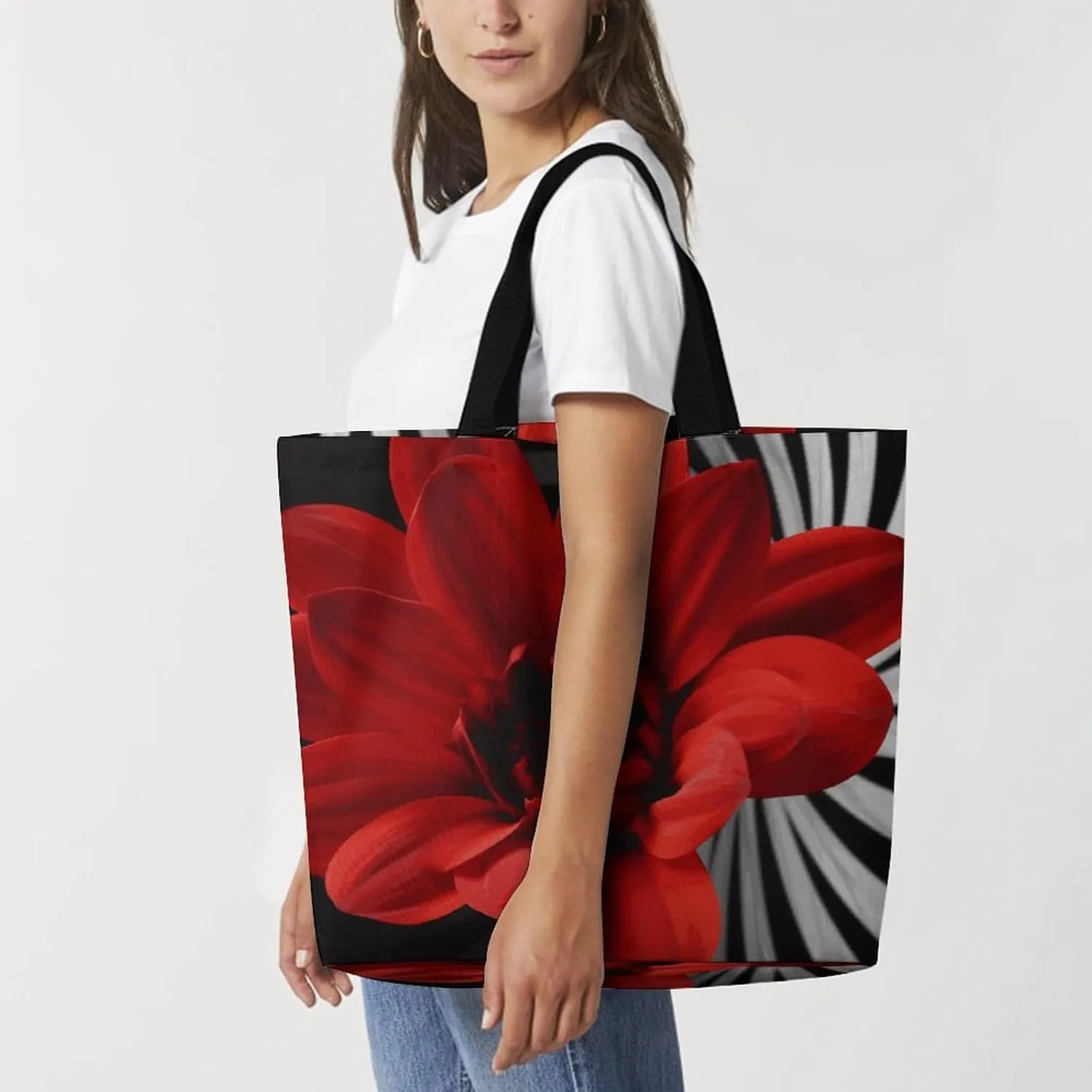 Reusable Grocery Bags Tote Bag Fig Art Pattern Shopping Bags Heavy Duty Washable