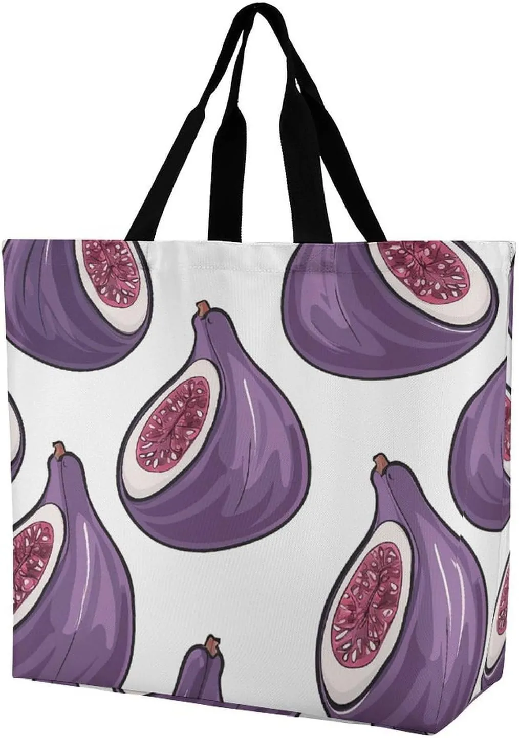 Reusable Grocery Bags Tote Bag Fig Art Pattern Shopping Bags Heavy Duty Washable