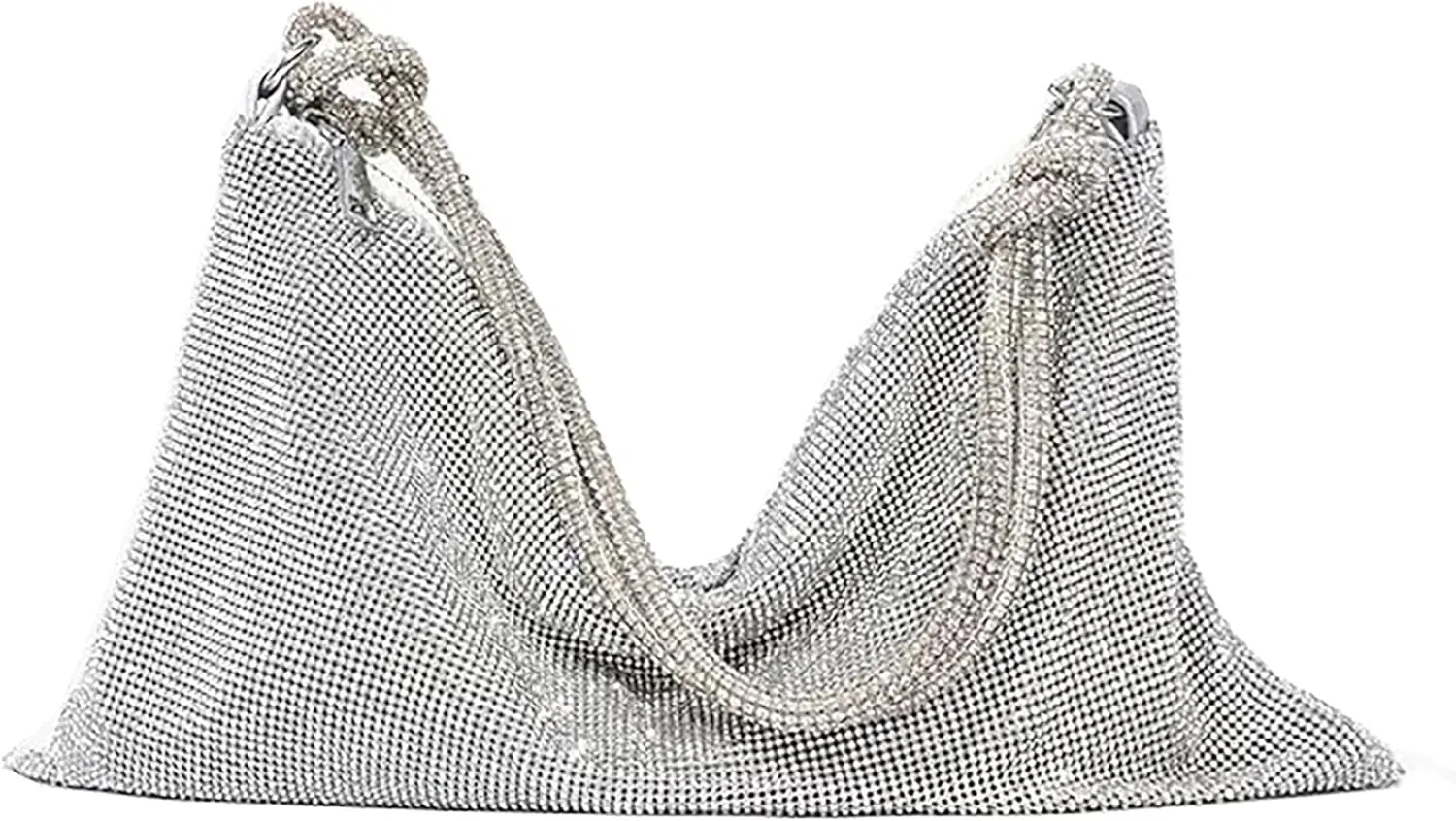Rhinestone Sparkly Hobo Bag for Women Silver Diamond Purses Evening Prom Rhinestone Handbag Hobo Bag for Travel Vacation