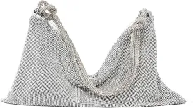 Rhinestone Sparkly Hobo Bag for Women Silver Diamond Purses Evening Prom Rhinestone Handbag Hobo Bag for Travel Vacation