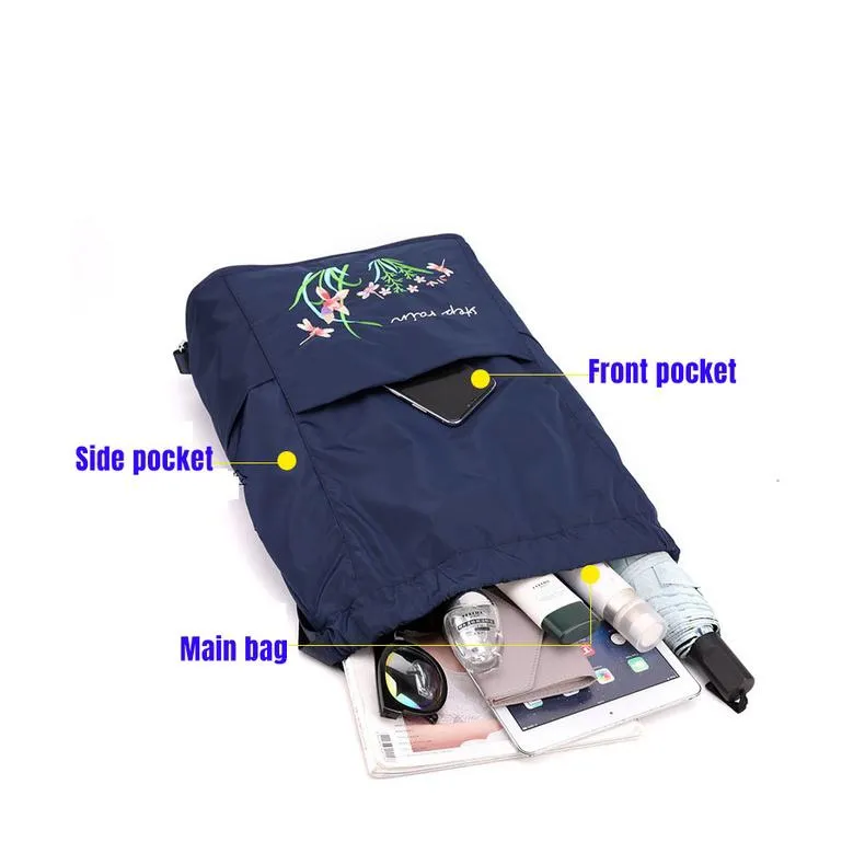 Travel Drawstring Bag (Navy Blue)