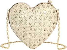 U Scinan Fashion Shoulder Bag Shiny Heart Shape Clutch Handbags Novelty Design Crossbody Coin Change Purse (Z-Gold)