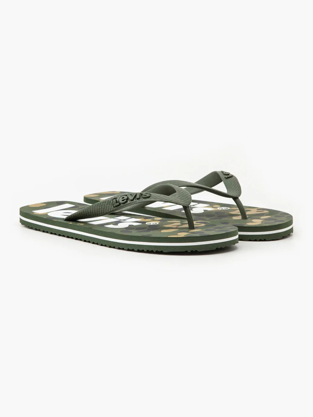 Unisex Green Brand Logo Flip Flops