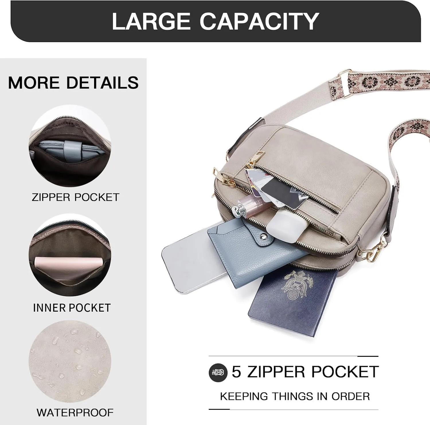 WJCD Women's Crossbody Purse - Vegan Leather Lightweight Shoulder Bag with Adjustable Strap, Stylish Small Handbags