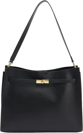 Women's Leather Tote Bag Shoulder Designer Slouchy Magnetic Handlebag Work Commuting Purses 2025 Black